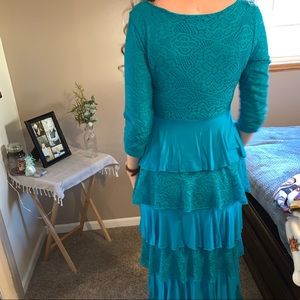 Dainty Jewels Teal Ruffle Dress